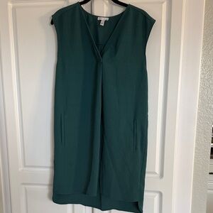 Leith Teal V-Neck Midi Shift Dress